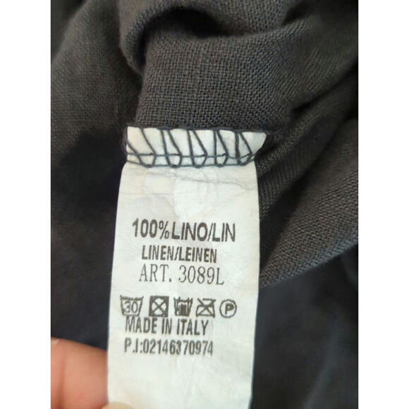 Saga Made in Italy Black Linen Drawstring Midi Lagenlook Dress XL NWT - Picture 8 of 11